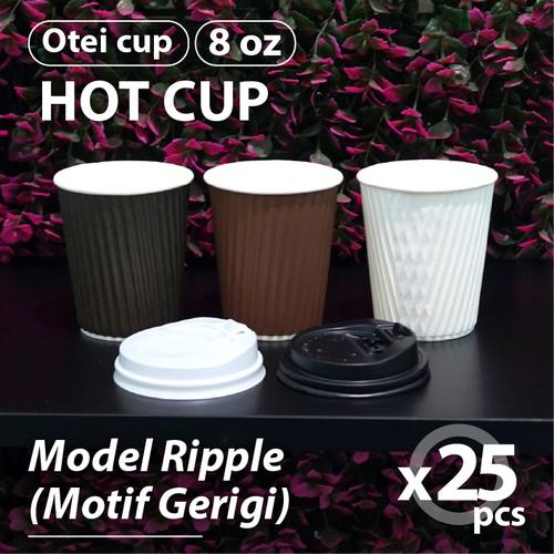 Jual Hot Cup 8 Oz Ripple Model Gerigi Paper Cup Gelas Kertas Hitam Tutup Hitam Kota