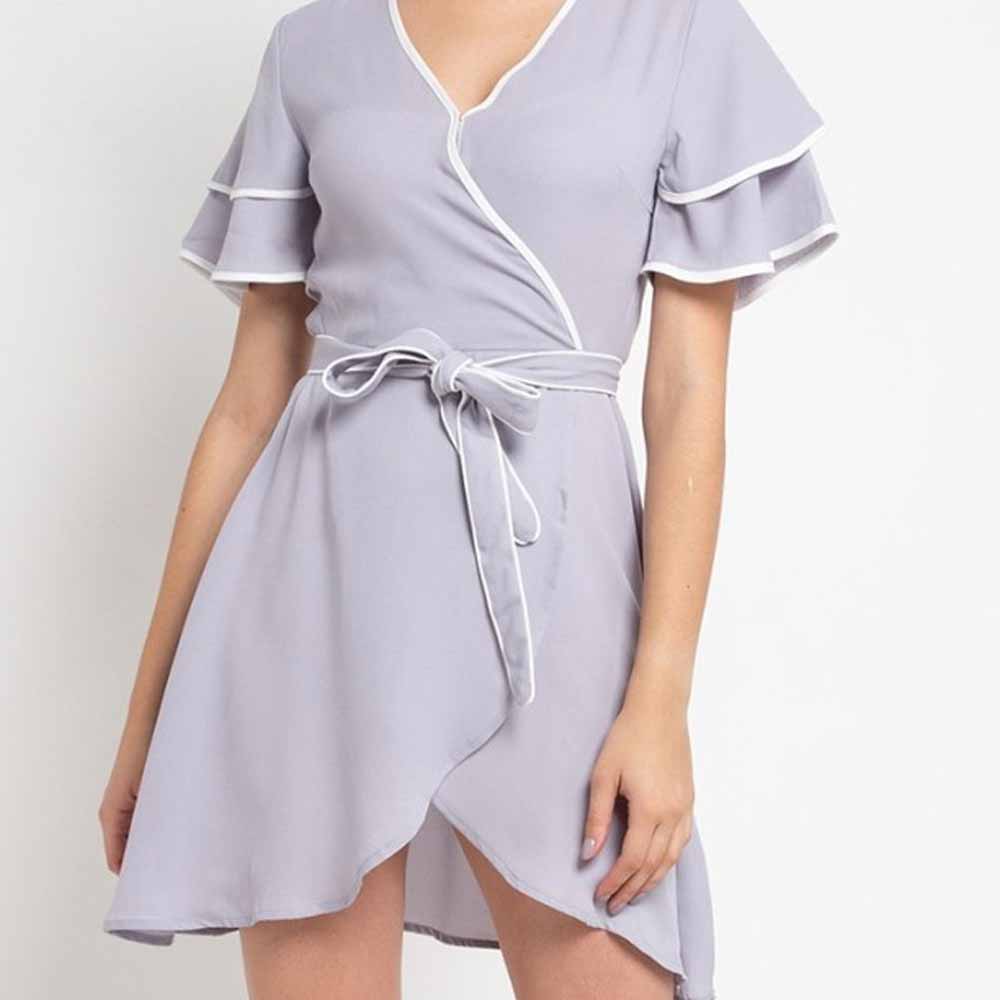 10 Korz Kimono Sleeves Wrap Mini Dress