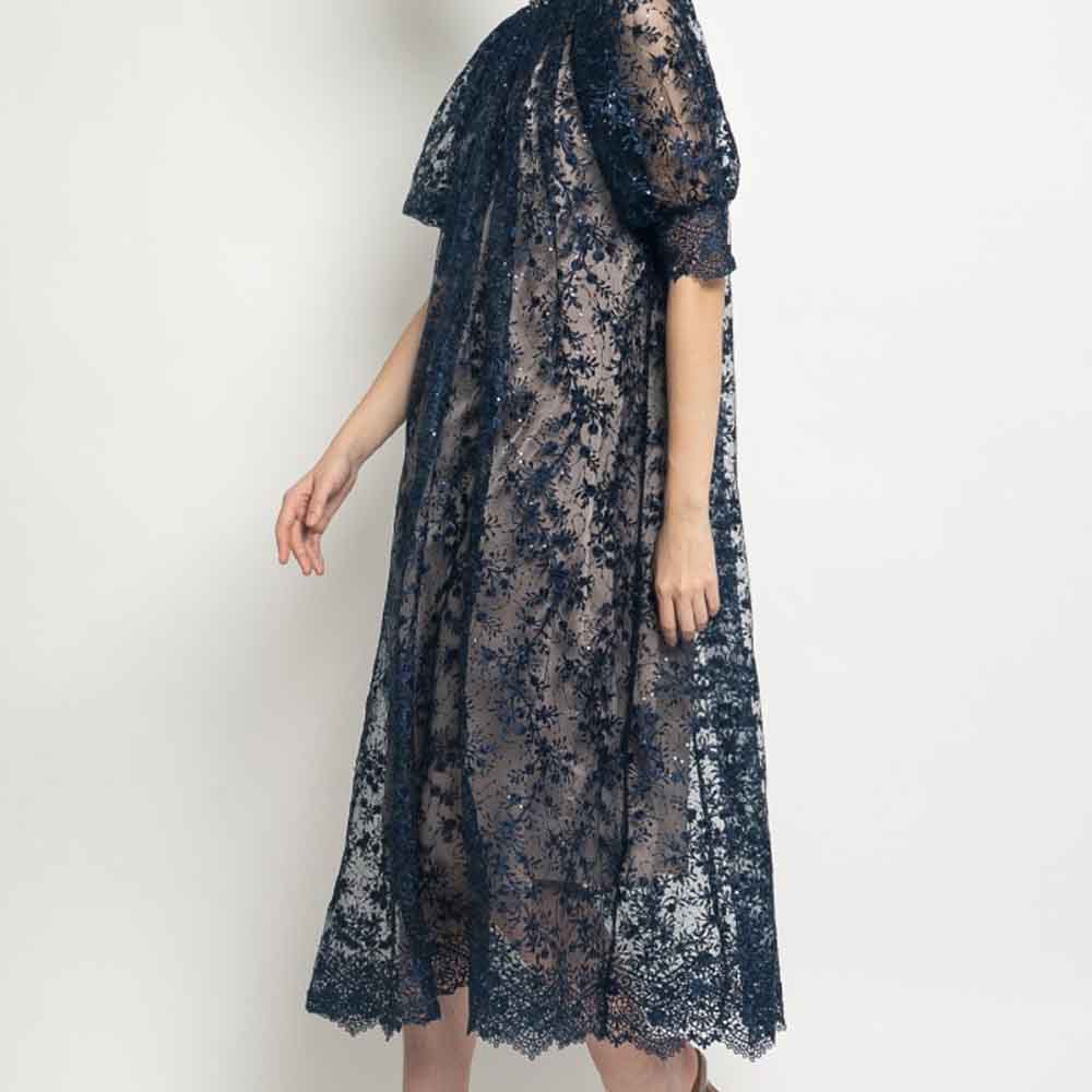 7 Atelier Mode Embroidered Tulle Cocktail Midi Dress