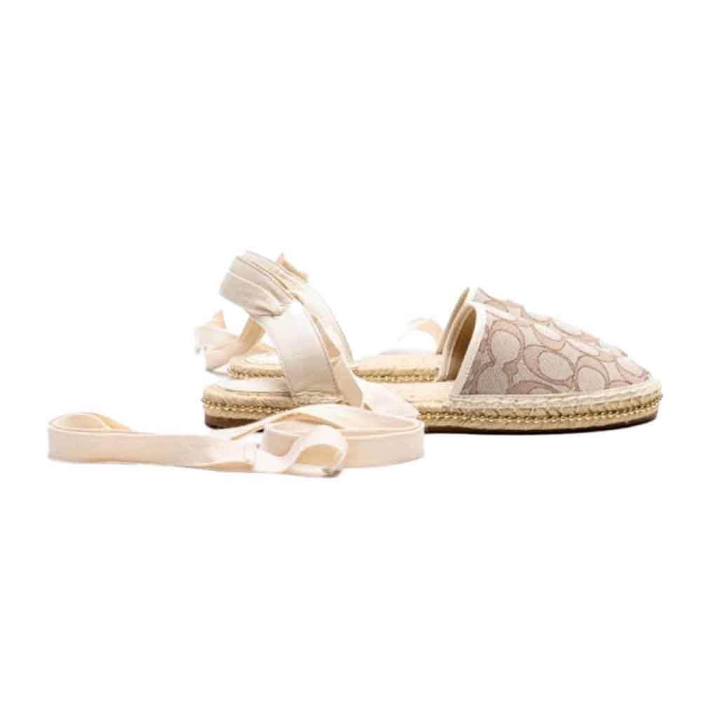 5 Coach Corrine Espadrille Flat in Signature Jacquard Chalk Stone