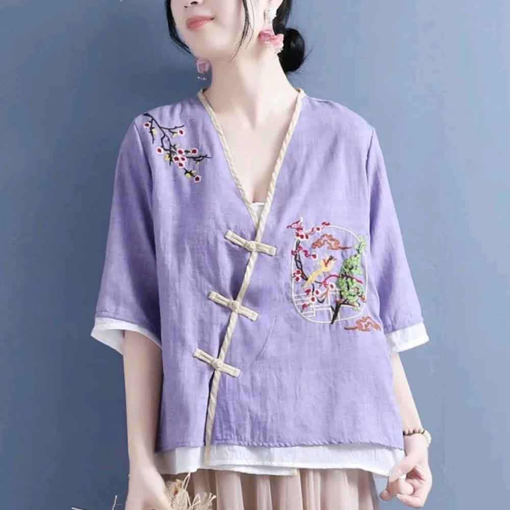 7 Cheongsam Linen Blouse