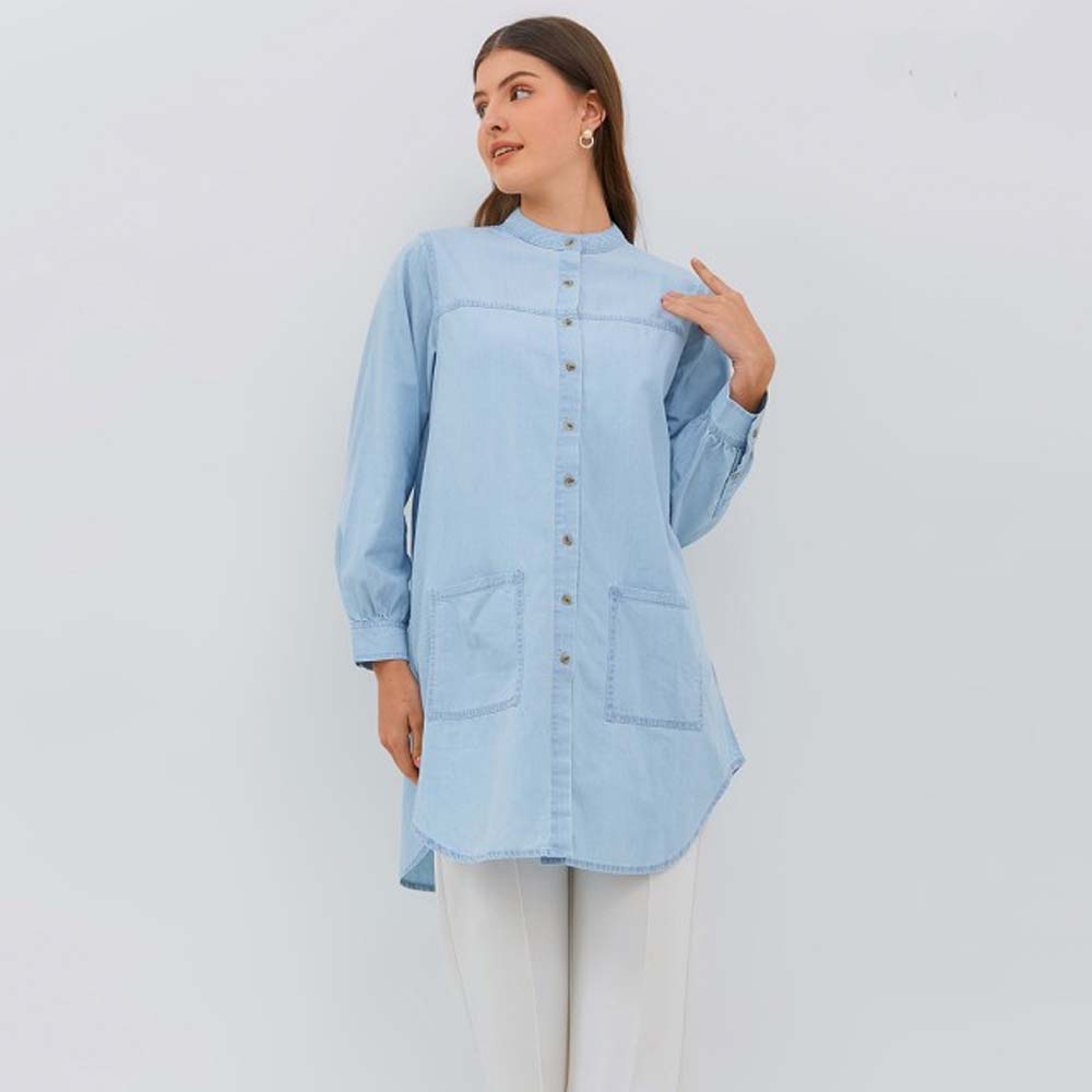 4 Osella Shanghai Collar Denim Mini Dress