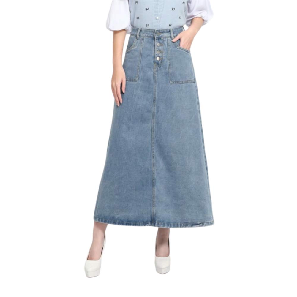 6 Rok Denim Kancing Depan