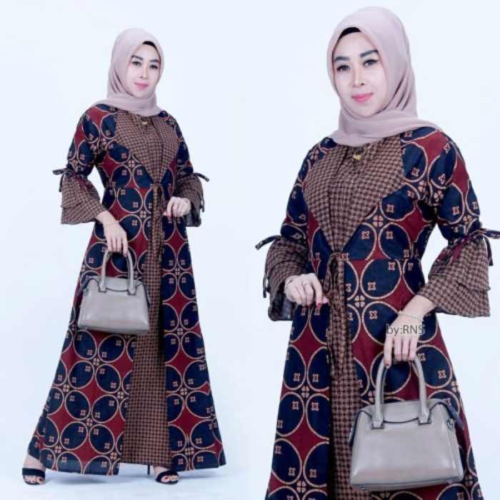 model Gamis Batik cardigan