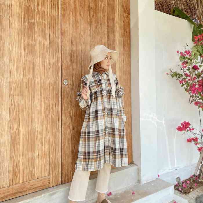set tunic flanel untuk liburan