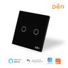 Gambar DEN Smart Home WiFi Touch Wall Switch 2-gang (No Neutral) - Hitam dari Den Smart Home Jakarta Utara 4 Tokopedia