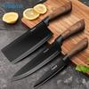 Gambar freemir Set Pisau 3 Pcs Pisau Dapur Anti Lengket Gagang Kayu - Hitam dari freemir Official Store 3 Tokopedia