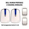 Gambar BELL WIRELESS PORTABLE 2 CHANNEL -BEL DINGDONG RUMAH-RUKO-KANTOR-HOTEL dari EtalaseBelanja Jakarta Pusat 1 Tokopedia