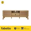 Gambar Fabelio Meja TV Credenza Minimalis Aksen Rottan MIKKU - Kayu Oak dari Fabelio Official Kota Tangerang 2 Tokopedia