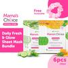 Gambar Masker Wajah | Mama's Choice Daily Fresh & Glow Sheet Mask Bundle - Scrunchie Pink dari MamasChoiceID Jakarta Timur 1 Tokopedia
