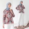 Gambar Baju Batik Blouse Bolero Wanita Kombinasi Motif Kawung Monokrom Modern - Biru Muda, M dari SANTY-COLLECTION Kota Pekalongan 2 Tokopedia