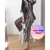 Gambar Setelan Piyama Wanita HomeWear One Set Trendy Bisa Untuk Outfit Jalan - Stripe Mustard dari DjiehanClothing Jakarta Utara 14 Tokopedia