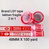 Gambar lakban fragile merah putih 2in1 100 yard - fragile 2 in 1, 48MM X 100yard dari Ikan Asin LSY Jakarta Barat 1 Tokopedia