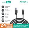 Gambar Aukey Cable 2M USB 3.1 gen 1 to USB C Braided Nylon Black - 500281 dari AUKEY Jakarta Barat 1 Tokopedia