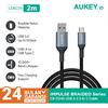 Gambar Aukey Cable CB-CD40 2m Braided Nylon USB 3.0 to Type C Grey - 500427 dari AUKEY Jakarta Barat 1 Tokopedia