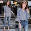 Gambar PAKAIAN WANITA BLOUSE V-NECK STRIPE TOP BLUE | X68 dari Fashionstar_jkt88 Jakarta Barat 1 Tokopedia