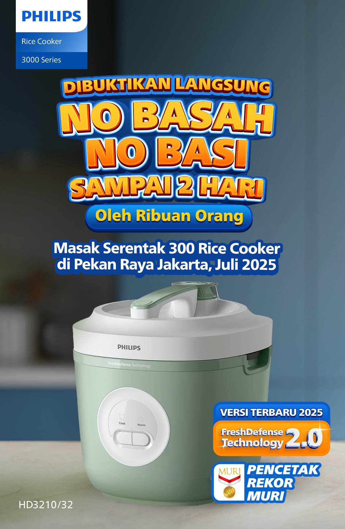 Promo Philips Rice Cooker Penanak Nasi 1.8 L - 3000 Basic Series HD3210 ...