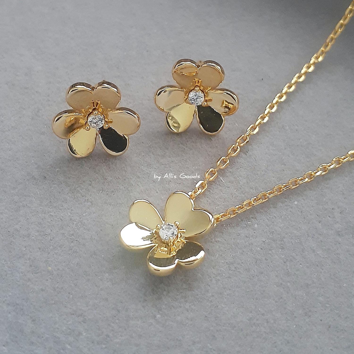 Jual Gelang Kalung VCA Set Frivole Series Gold, Cincin Kab
