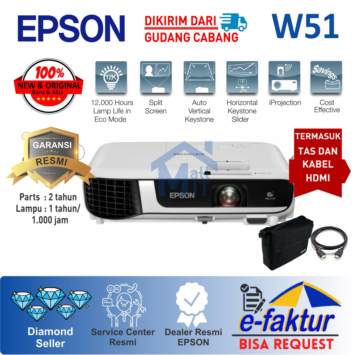 美品】EPSON プロジェクター EB-W41 ぶし