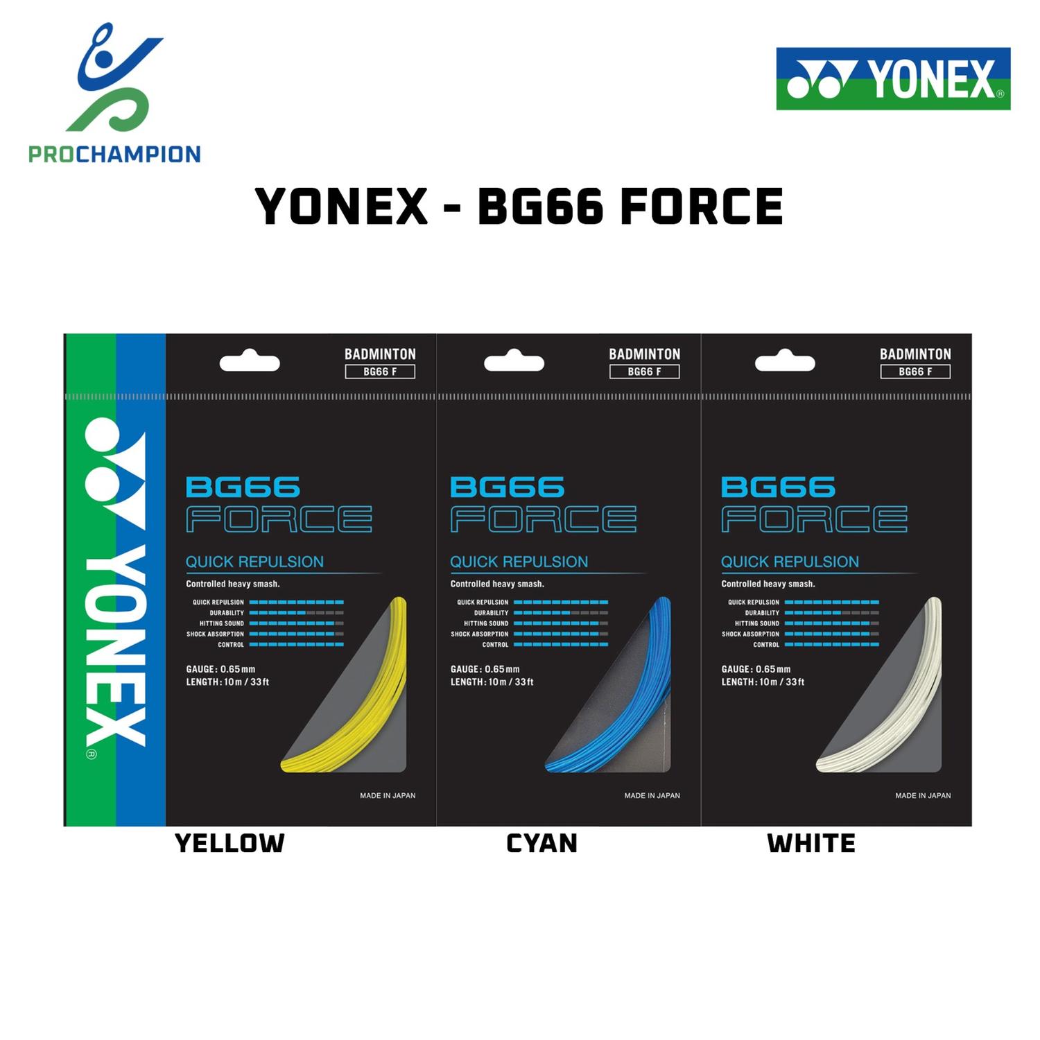 YONEX BG66 FORCE ホワイト 10m（ストリングス BG66フォース (0.65mm 