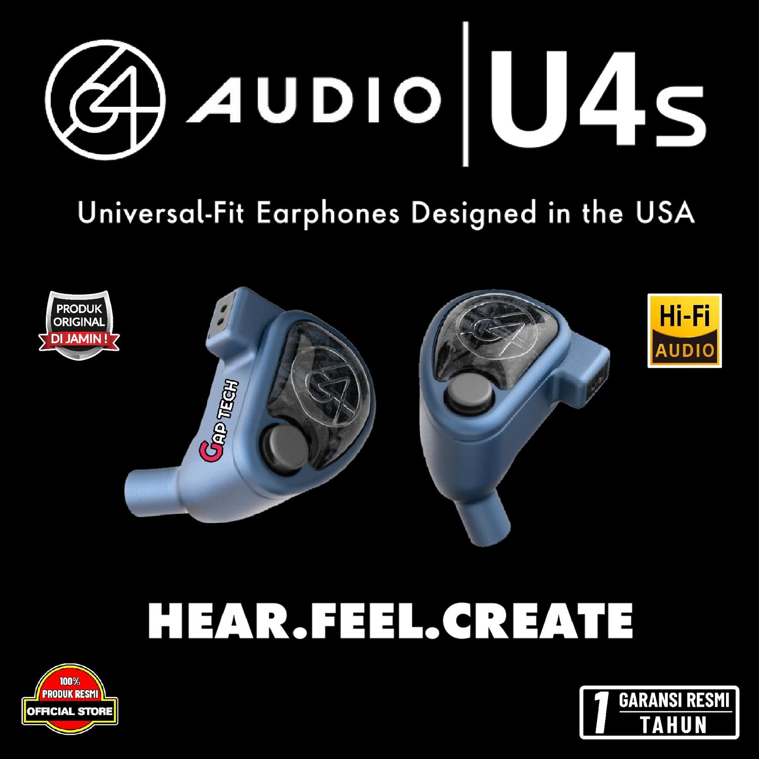 イヤホン 64 AUDIO U4 Universal-Fit Earphones 64 Audio U4s In-Ear Headphones 4-driver universal iems
