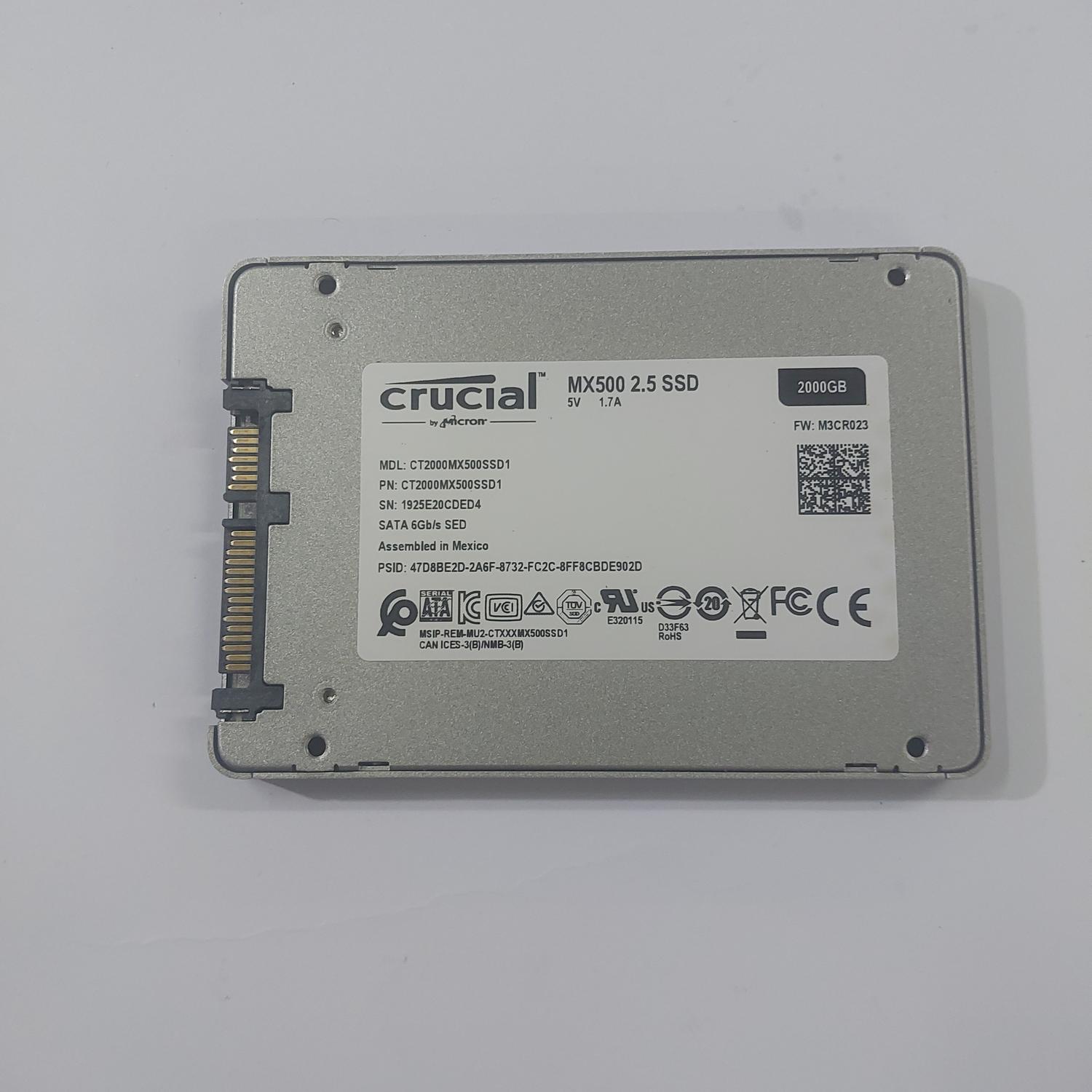 Crucial SSD 2000GB 内蔵2.5インチ 7mm MX500 (9.5mmスペーサー付属)