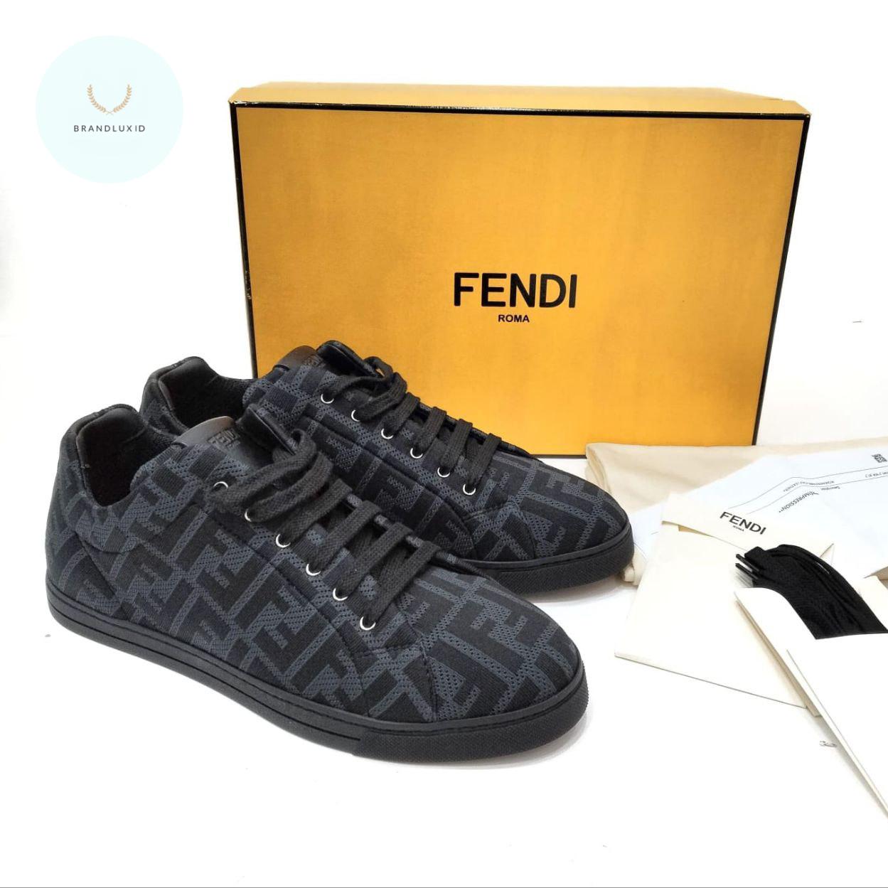 ほぼ未使用】FENDI ニット スニーカー エアーソール 黒 28cm（Jual 