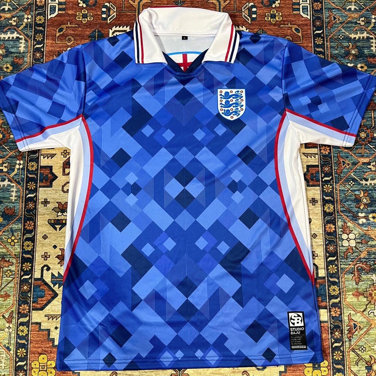 Football Jersey Retro England Top Blue Soccer Jersey England