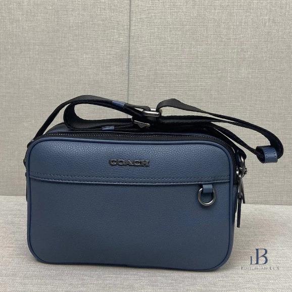 COACH シグネチャー PVC カラーブロック エッジバッグ ボディバッグ ショルダーバッグ カバン C2962 旅行 トラベル メンズ ブルー コーチ 鞄 DF13236■