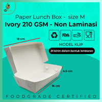 Paper Lunch Box M Food Grade Kemasan Makanan Kotak Kertas IVORY Polos