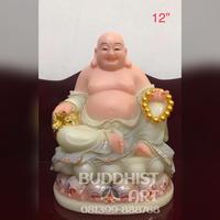 Patung dewa Julaihut/ maitreya/ milefo/ laughing buddha 12 inch marmer