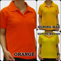 Kaos Krah Polos Polo Lacos Wangki Lengan Pendek Wanita Casual Kuning