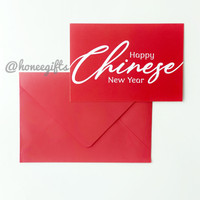 CNY card imlek modern calligraphy chinese new year greeting card merah