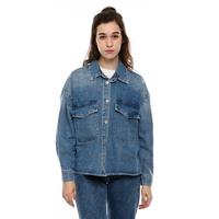 beige oversized denim jacket