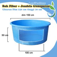 Bak fiber / kolam fiber ikan dim 150 cm plus jendela 50x100 cm