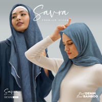 Premium Adem BAMBOO Hijab Jilbab Kerudung DENIM Segi Empat Polos SAVRA
