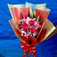 Buket bunga asli Medan / Bouquet flower / buket lili dan mawar asli