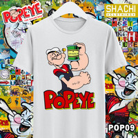 Kaos Popeye The Sailorman Kartun Jadul B - Premium White NSA 24s