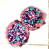 Variasi Aksesoris Fashion Kembang Pola Pink Hijau Model L711M (2pcs)