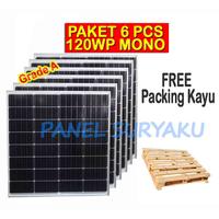 Paket 6pcs Panel Surya/Solar Panel 120wp Mono + Packing Kayu