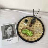 Wood Grain Rattan Tray