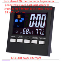 Jam alrm LED thermometer hygrometer pendeteksi cuaca backlight sehingg