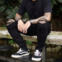 Celana Jeans Sobek Lutut Pria Ori Ripped Jeans Soffjeans Robek Premium