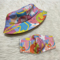 ZIVA set bucket hat and masker.. New Motif (abstract pink)
