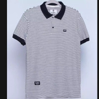 kaos kerah salur pria dewasa terlaris model hitam putih size normal