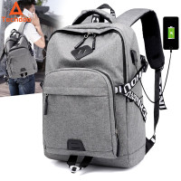 Tas Ransel Pria Kanvas Backpack Tas Punggung Sekolah USB Charger TR204