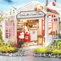 diy miniature dollhouse Honey Ice Cream Shop/miniatur rumah boneka
