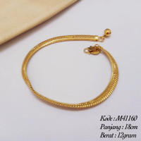Missi Jewelry - M41160 Gelang Belut Licin Lapis Emas 24karat 5mm