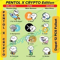 Sticker / Stiker Pentol X Crypto Vinyl 12 pcs Size 4x4cm Bitcoin dkk