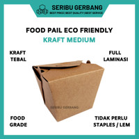 FOOD PAIL PAPER LUNCH BOX KOTAK MAKAN KRAFT MEDIUM COKLAT DUS LAMINASI